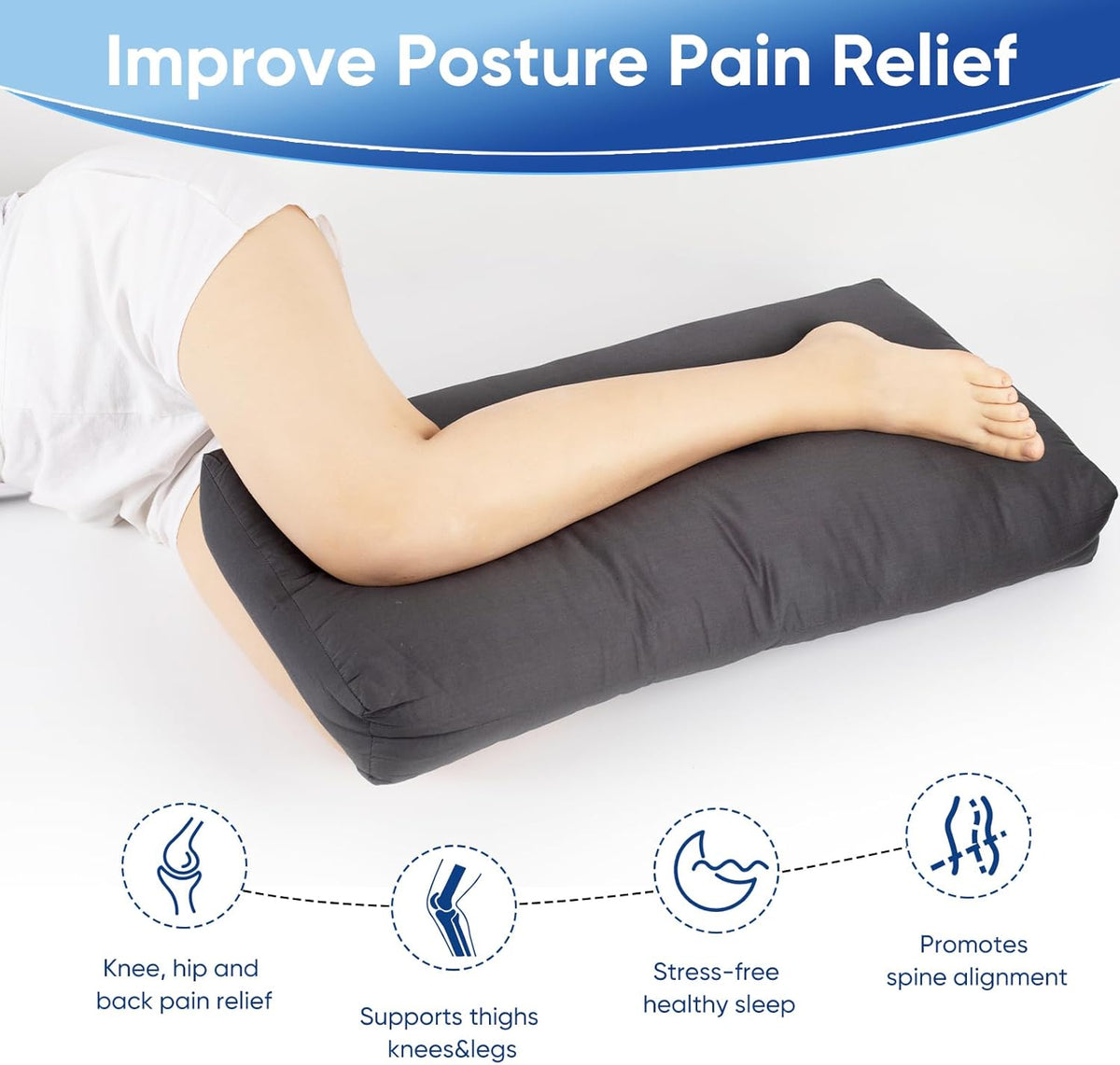 MINUPWELL Knee Pillow for Side Sleepers - Between Leg & Under Knee Pillow for Back Sleepers - Leg Pillow with 850G 7D Alternative for Relieving Leg, Back, and Knee Pain - 100% Cotton Fabric - White