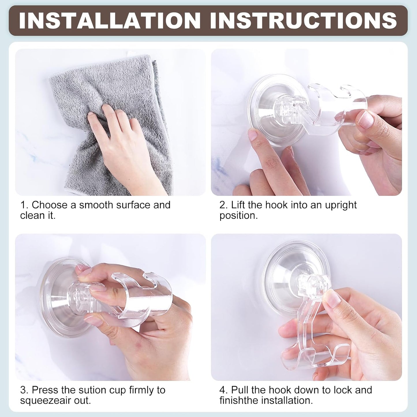 VIS'V Shower Suction Cup Razor Holder for His and Hers, Clear, 2 Pcs | Removable and Reusable, Clear Invisible Design, Locking Suction Technology, Dual Vacuum Suction, Fit for Smooth Flat Surfaces