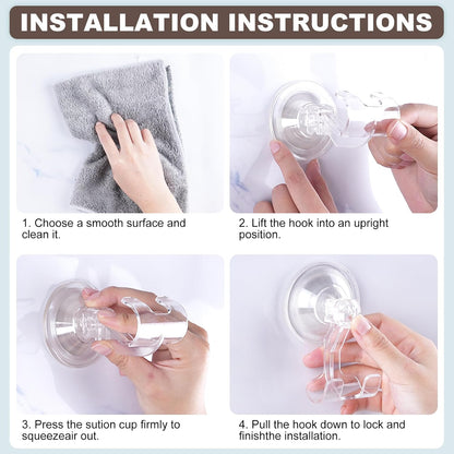 VIS'V Shower Suction Cup Razor Holder for His and Hers, Clear, 2 Pcs | Removable and Reusable, Clear Invisible Design, Locking Suction Technology, Dual Vacuum Suction, Fit for Smooth Flat Surfaces