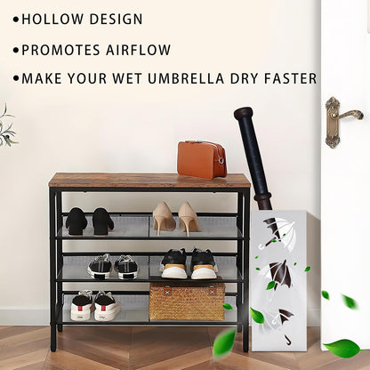 Metal Umbrella Holder, Square Freestanding Umbrella Stand Bucket Storage Indoor for Entryway, 6.3 x 6.3 x 16.3 Inch - Black