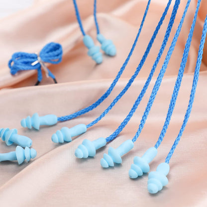 20 Pairs Corded Ear Plugs Reusable Silicone Earplugs with String Banded Ear Plug for Sleeping Noise Cancelling Noise Reduction Hearing Protection(Blue-Orange)