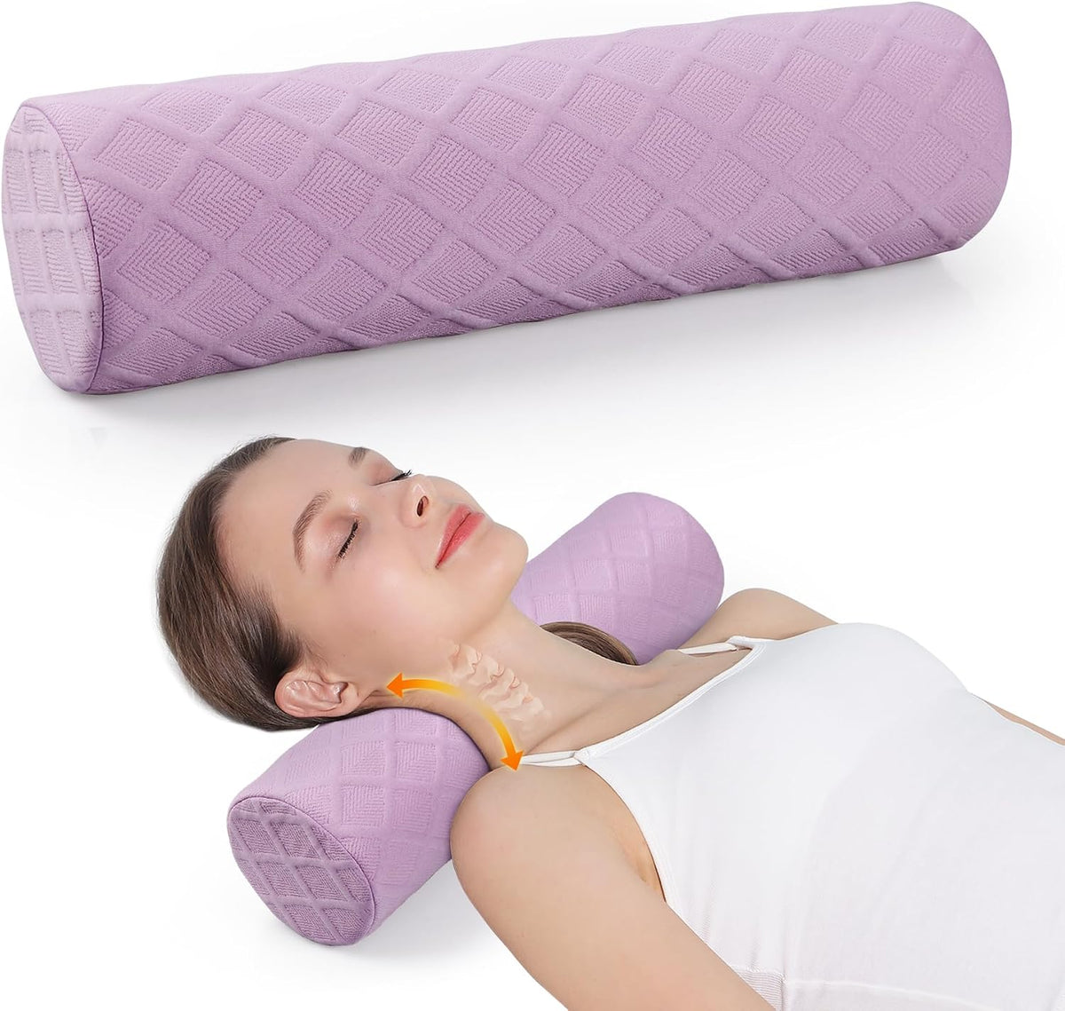 Cozyhealth 3.1" H Small Cervical Roll Pillow, Medium Soft Memory Foam Neck Round Pillow Cylinder Bolster Pillow for Sleeping, Round Neck Support for Bed, Legs, Back and Yoga (Grey, Small - 3.1" H)