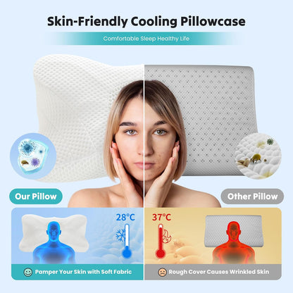 Sweetcrispy Cervical Pillow for Neck Pain Relief, Cooling Memory Foam