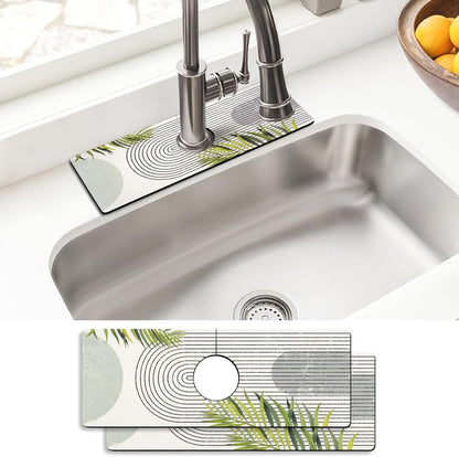 Sink Faucet Absorbing Mat, 2 Pack Drying Mat Around Faucet Sink Splash Guard Behind Faucet Sinkmat For Kitchen Bathroom Island Rv 24 * 5.5 Inch (60 * 14 cm)