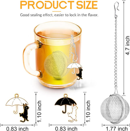 TeaSanavie 2 Pack Halloween Themed Tea Infuser - Gothic Loose Leaf Tea Steeper with Black Raven & Skull Butterfly Charm, 304 Stainless Steel, Perfect Spooky Tea Gift