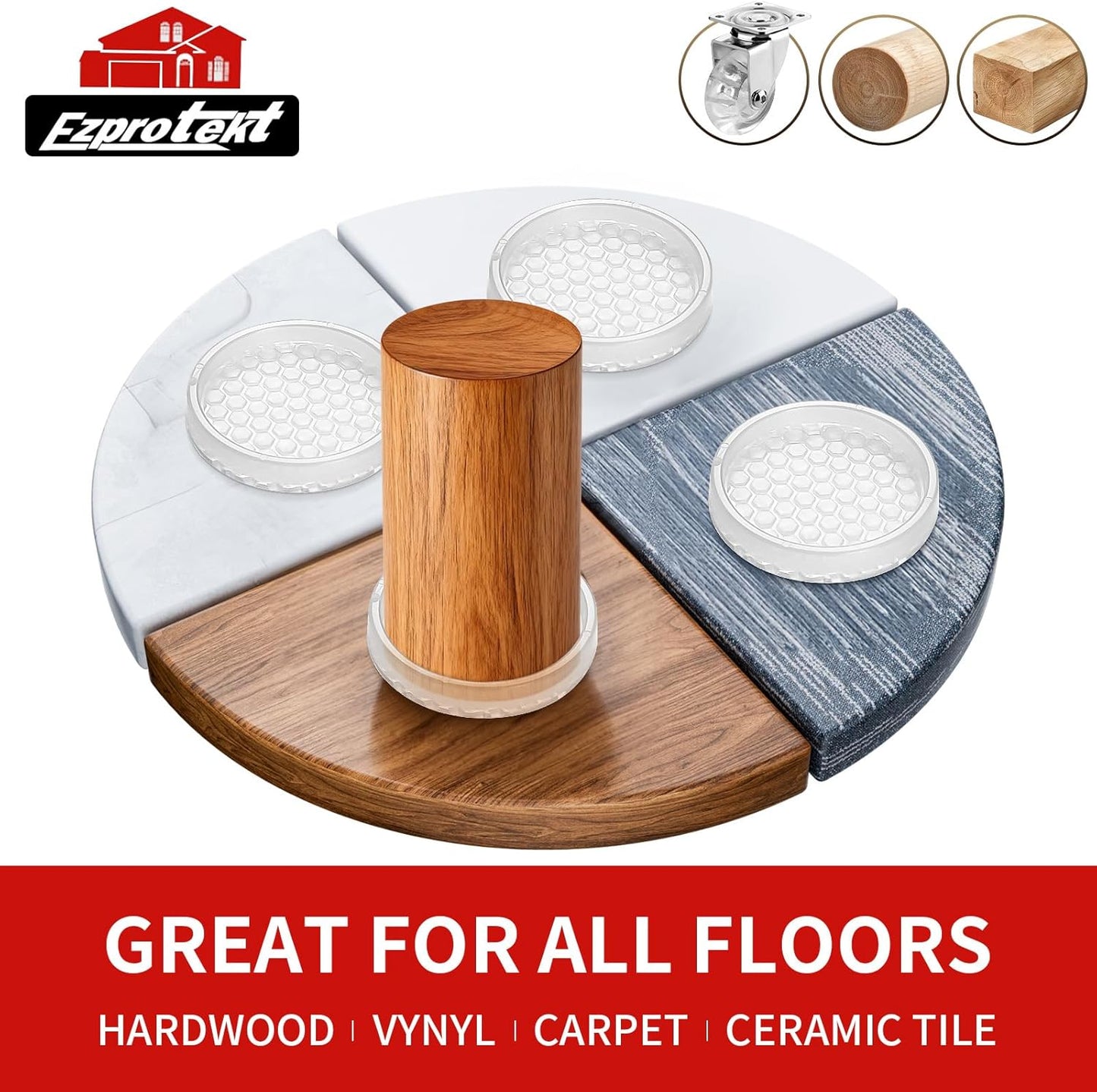 Ezprotekt Non Slip Furniture Pads, 12 Pcs 2" Anti Skid Rubber Furniture Caster Cups, Anti-Slip Furniture Coasters for Hardwood Floors, Anti Slide Floor Protectors for Bed Couch Stoppers (Black)