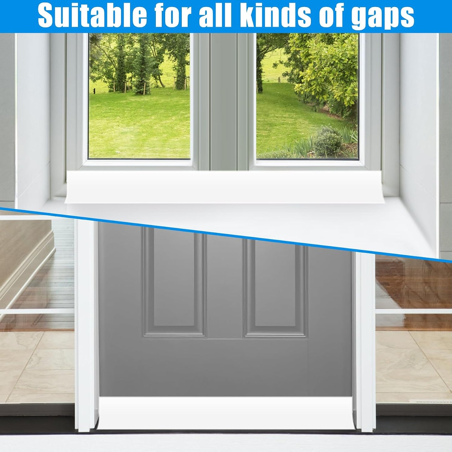 Draft Seal Tape for Doors and Windows 2 in x 20 Ft Silicone Weather Stripping Extra Thick 2mm Door Seal Strip with Strong Adhesive Draft Insulation Stopper Side Seal - Clear