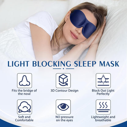 Bonuci 20 Pack Sleep Mask Blackout 3D Eye Mask for Ultralight Sleeping Night Blindfold Eye Covers with Adjustable Strap for Men Women Travel Gift Back and Side Sleeper (Dark Purple)