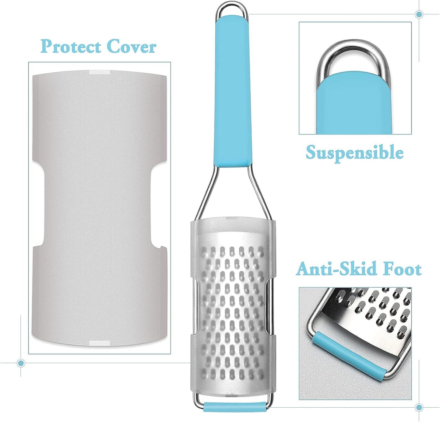 Cambom Lemon Zester Grater Three-piece Suit - Heavy Duty Kitchen Tool for Parmesan Cheese, Ginger, Garlic, Nutmeg, Chocolate, Vegetables，Fruits，Stainless Steel Grater Dishwasher Safe Black | 304 Stainless Steel, Sharp Tool for Parmesan Cheese, Ginger,