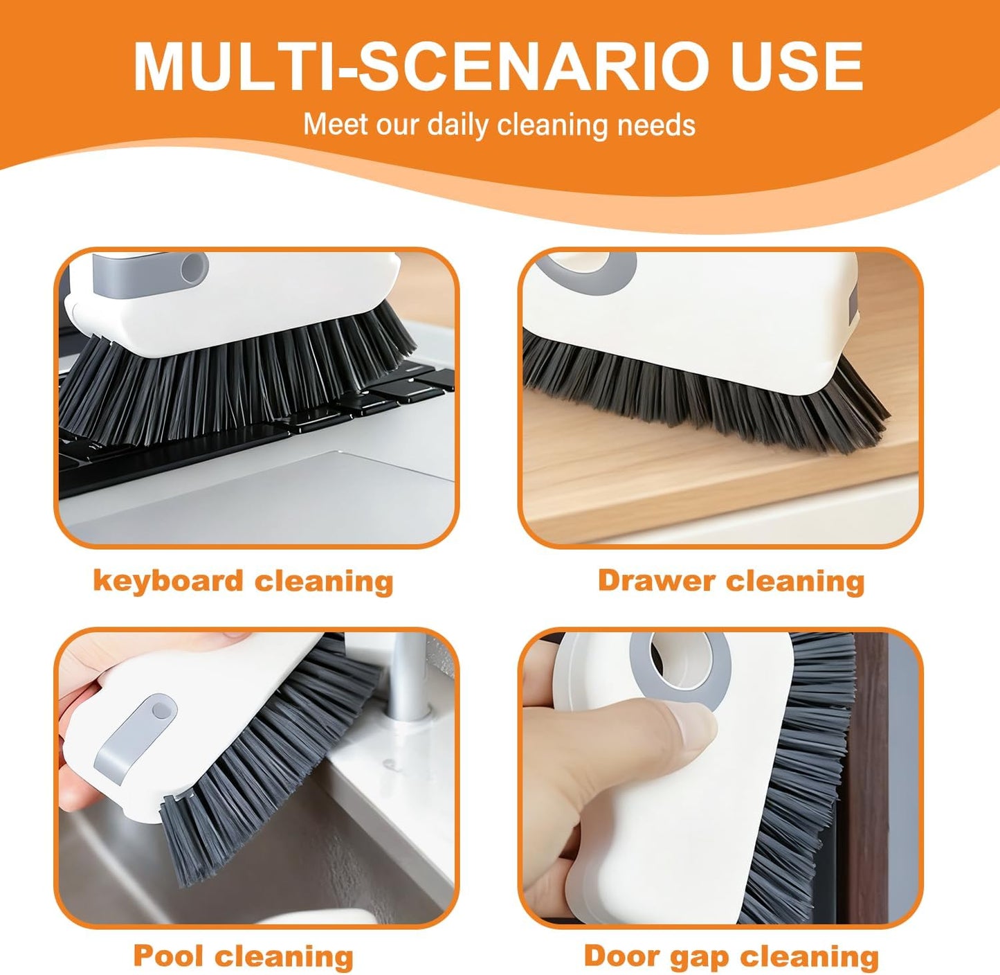 Window Track Cleaner, Groove Cleaning Tool,2 in 1 Crevice Clean Brush | Sliding Door Gap Scrub Brush with Hidden Scraper,Multifunctional Brush for Window Sill,Window Seal(1Pc-Grey)