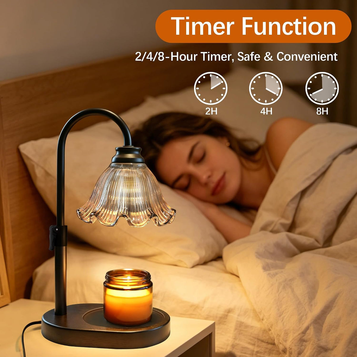 Candle Warmer Lamp with Timer and Dimmer, Adjustable Height Design
