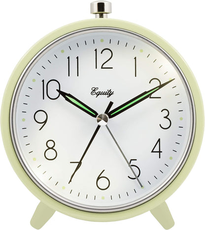 Equity 5" Silent Sweeping Quartz Metal Alarm Clock-Light Green (Model 20090)