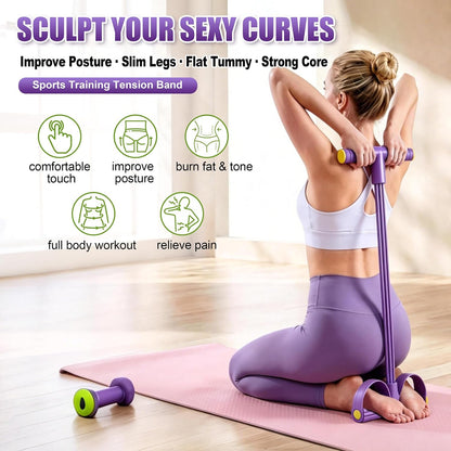 Foot Pedal Resistance Bands with Handles, 6-Tube Multifunction Exercise Bands, Durable Home Gym Fitness Equipment for Women & Men