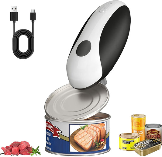 Electric Rechargeable Automatic Can Opener, USB-C Portable Kitchen Tool | One Touch Operation, Smooth Edge Cutting, Ergonomic for Seniors, Fits Standard & Large Cans, Cordless Handheld Design