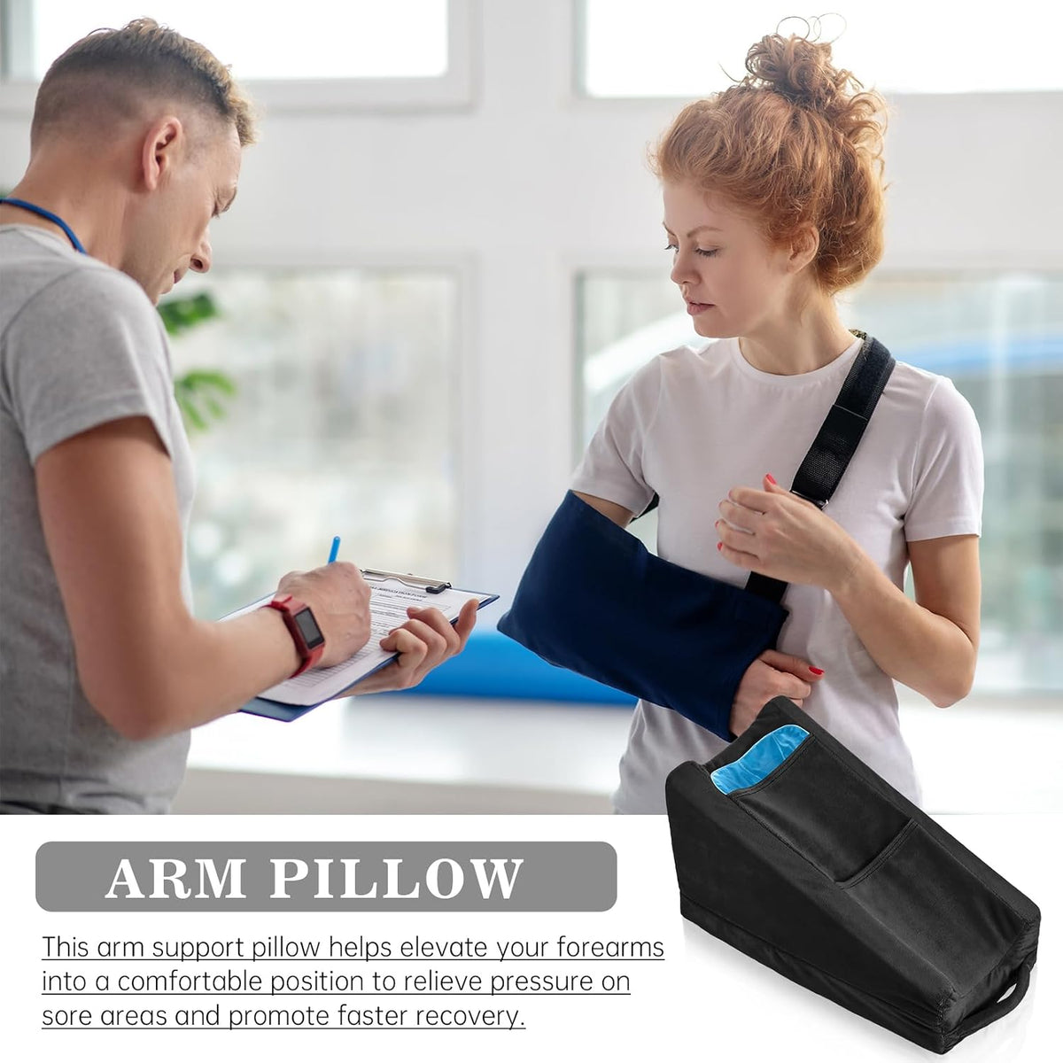 Buryeah Dark Gray Arm Elevation Pillow 2 Pocket, Plush Material