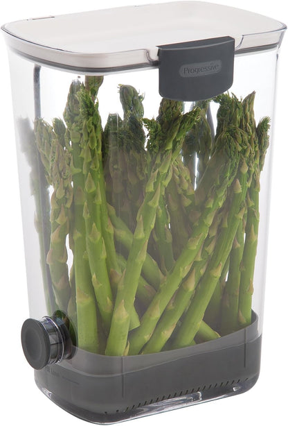 ProKeeper Herb Keeper with Removable Silicone Drain Plug, BPA-Free Plastic | Stores 1 to 3 Bunches Of Herbs Or Keeps Asparagus Hydrated, Removable Basket for Easy Access and Drainage, Dishwasher Safe