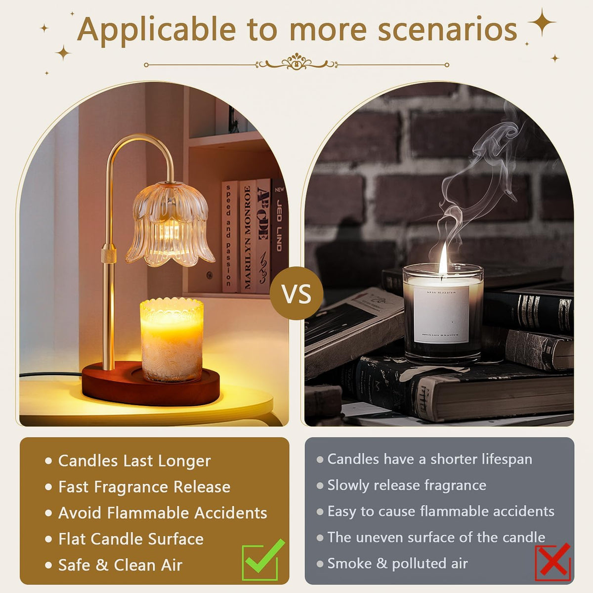 Candle Warmer Lamp Electric Timer - Flower Home Decor Women Birthday Gifts