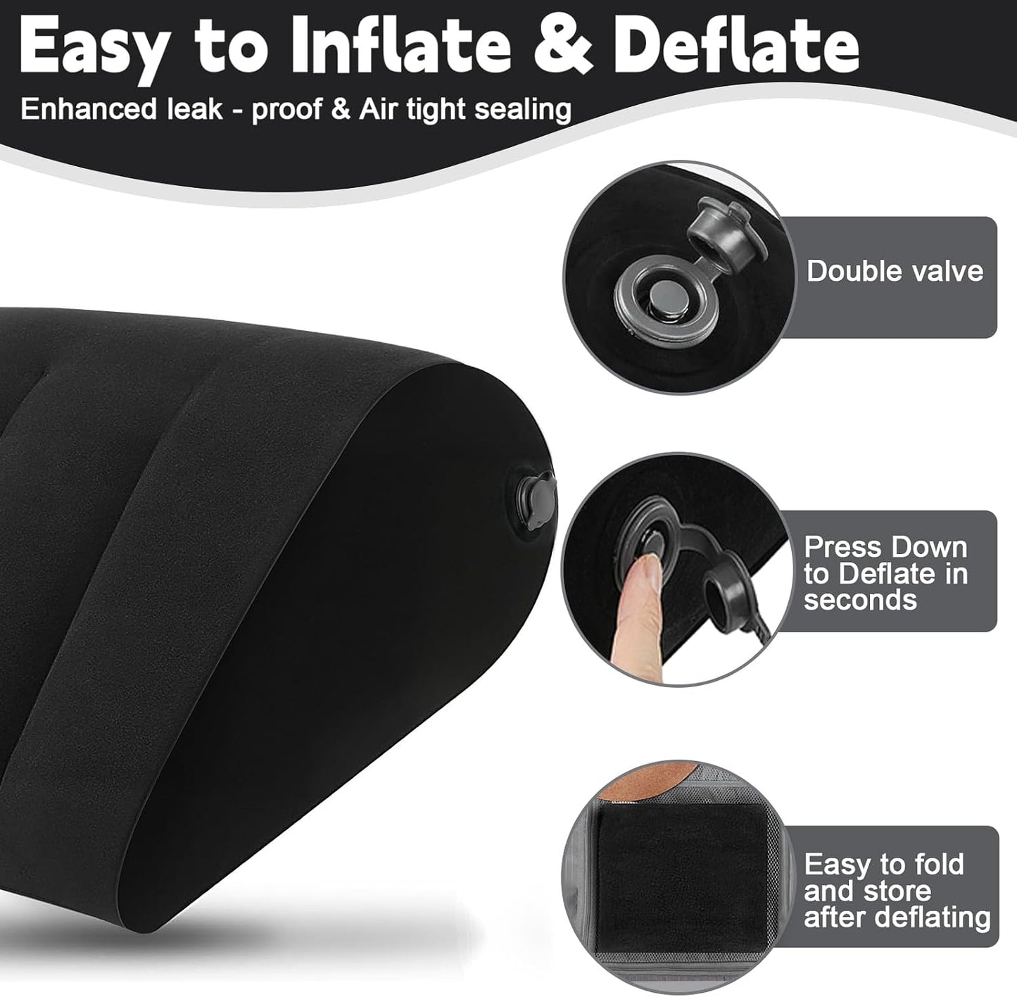 Inflatable Bed Wedge Pillow for Sleeping - Inflatable Wedge Pillow with Silk Eye Mask Set for Traveling,Leg Elevation,Back Support,Body Positioners,Lumbar Cushion for Post-Surgery Recovery,Camping Use