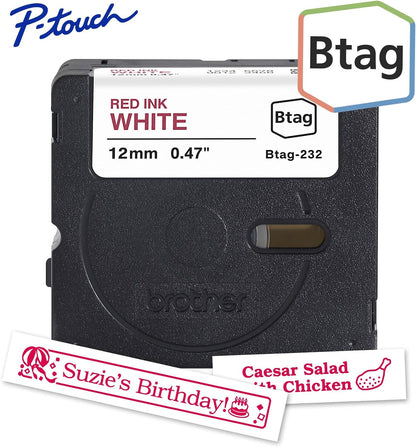 Brother Genuine P-Touch Btag BTAG231 Black on White Label Tape ~1/2in by 13.1ft (12mm x 4m). (Works Only with Brother PT-N10, PT-N20, PT-N25BT Label Makers)