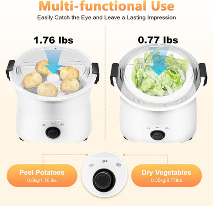 Electric Potato Peeler, 110-120V 85W Commercial Automatic Potato Peeler 2-in-1 One-button Drive Potato Peeling Spinner Machine for Kitchens Restaurants & Fast Food Stores