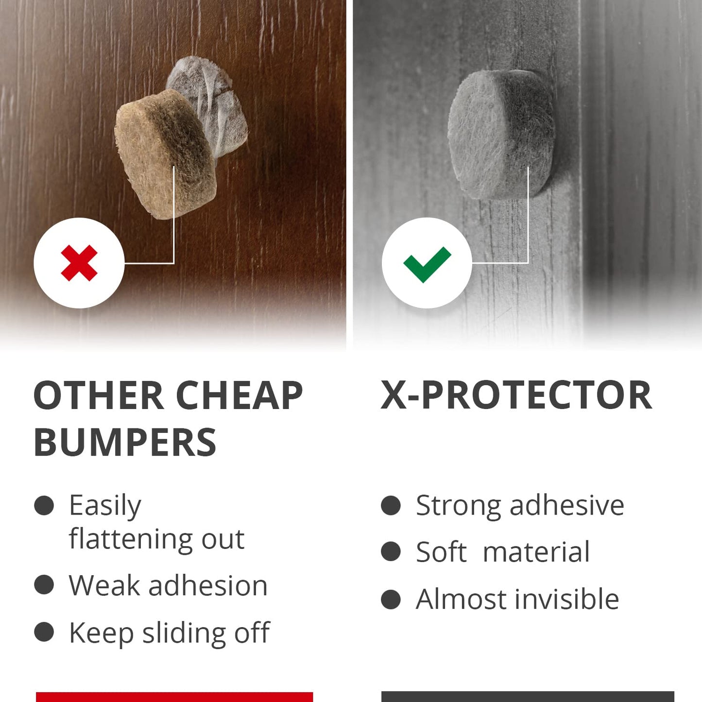 Cabinet Door Bumpers X-Protector 100 PCS – Small Felt Pads 3/8” (Brown) | Ideal Felt Bumpers – Self-Adhesive Thick Felt Dots – Bumper Pads to Protect Glass & Other Surfaces!