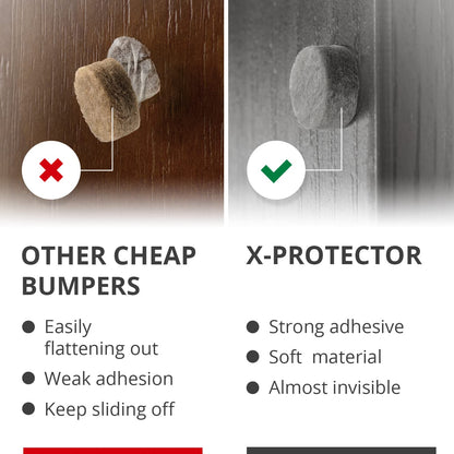 Cabinet Door Bumpers X-Protector 100 PCS – Small Felt Pads 3/8” (Brown) | Ideal Felt Bumpers – Self-Adhesive Thick Felt Dots – Bumper Pads to Protect Glass & Other Surfaces!