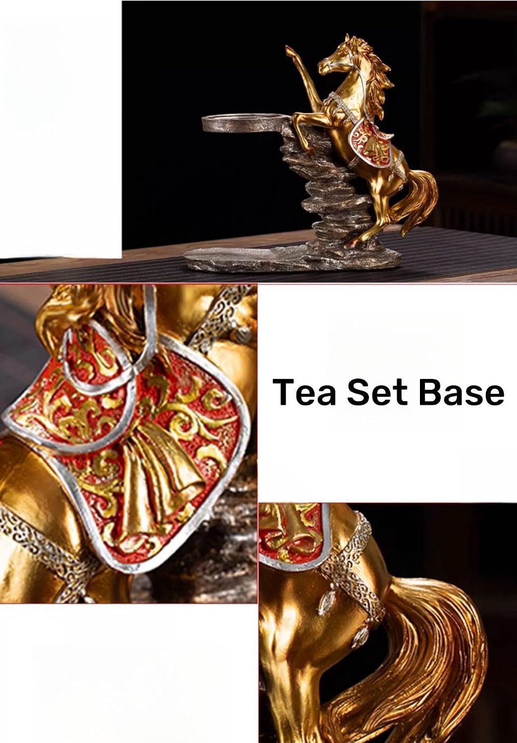 Glass Kungfu Teapot Set Tea maker with Infuser Semi Automatic Tea Set with 6 Small Cups (Red)
