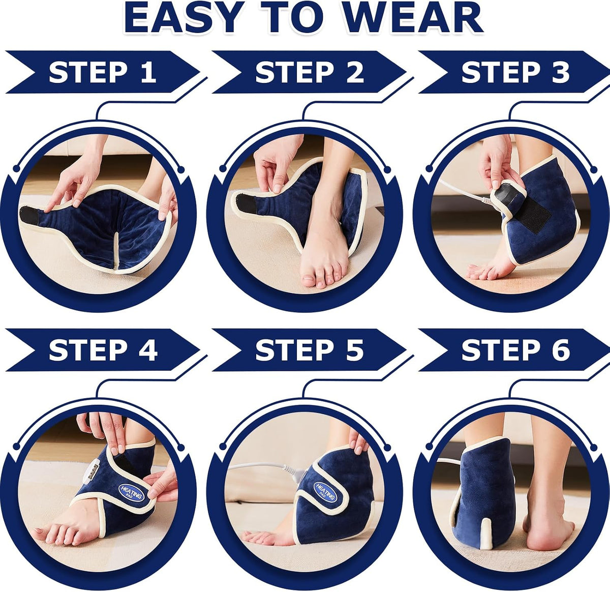 CAMECO 1 Pack Foot Ankle Heating Pad for Neuropathy Pain Relief, 86℉-158℉ Electric Heated Foot Warmer for Achilles Tendinitis & Plantar Fasciitis, Under Desk Heat Therapy Wrap Booties for Women Men