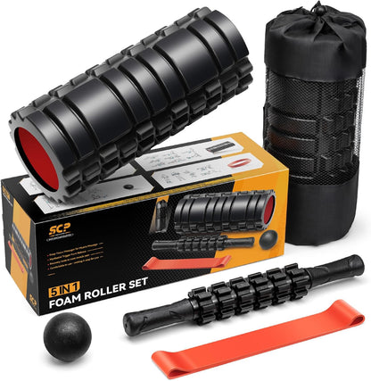 SUBCULTUREPICK 5 in1 Foam Roller Set, Trigger Point Foam Roller Deep Tissue