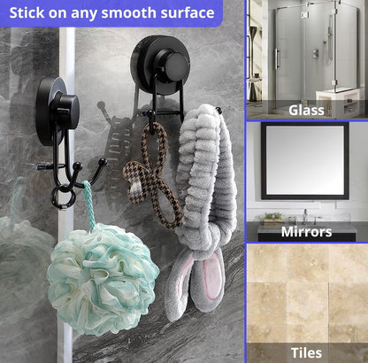 HOME SO Suction Cup Hooks for Shower & Bathroom Towel Holder 1-Pack Chrome | Waterproof Rustproof Multipurpose Organizer Hook for Hanging Loofah Robe Coat Bath Accessories on Tile Glass Door Mirror