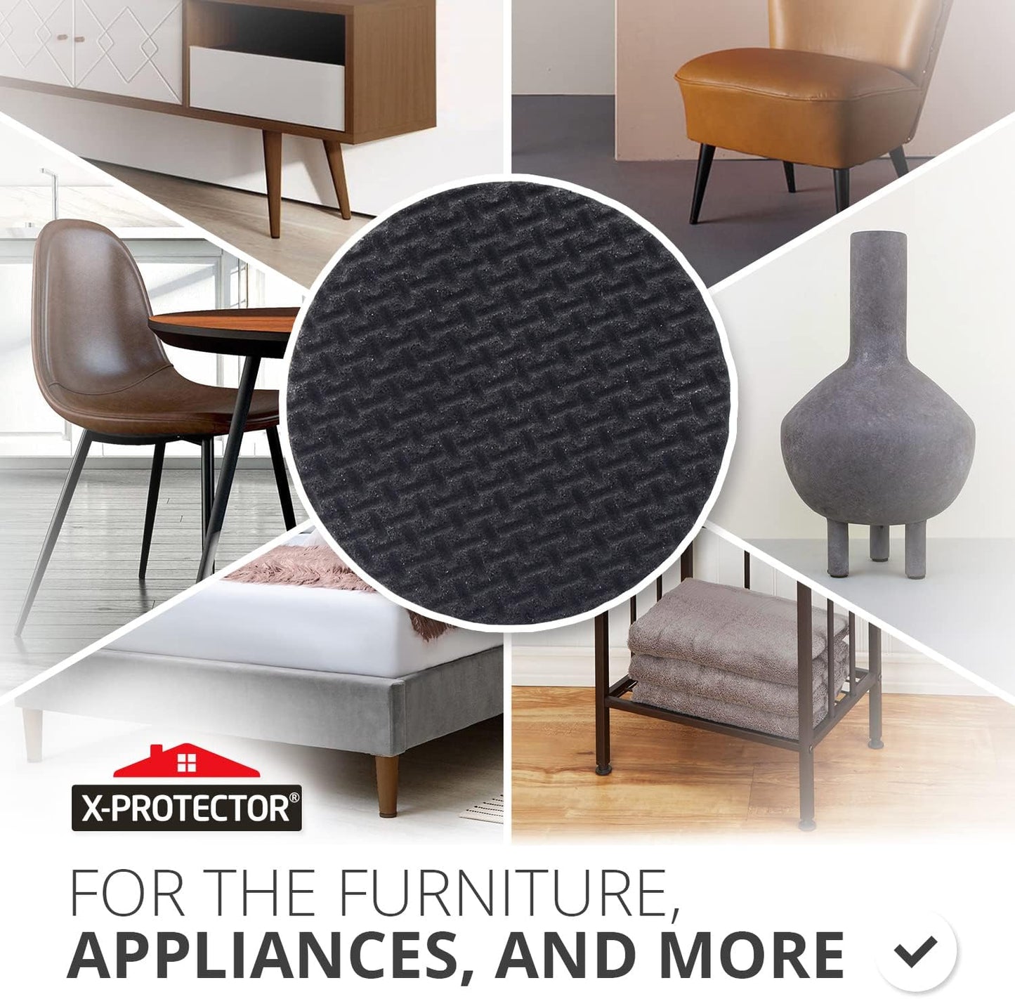 X-PROTECTOR Non Slip Furniture Pads – 24 pcs Premium Furniture Grippers 2"! | Best Self Adhesive Rubber Feet Furniture Feet – Ideal Non Skid Furniture Pad Floor Protectors – Keep Furniture in Place!