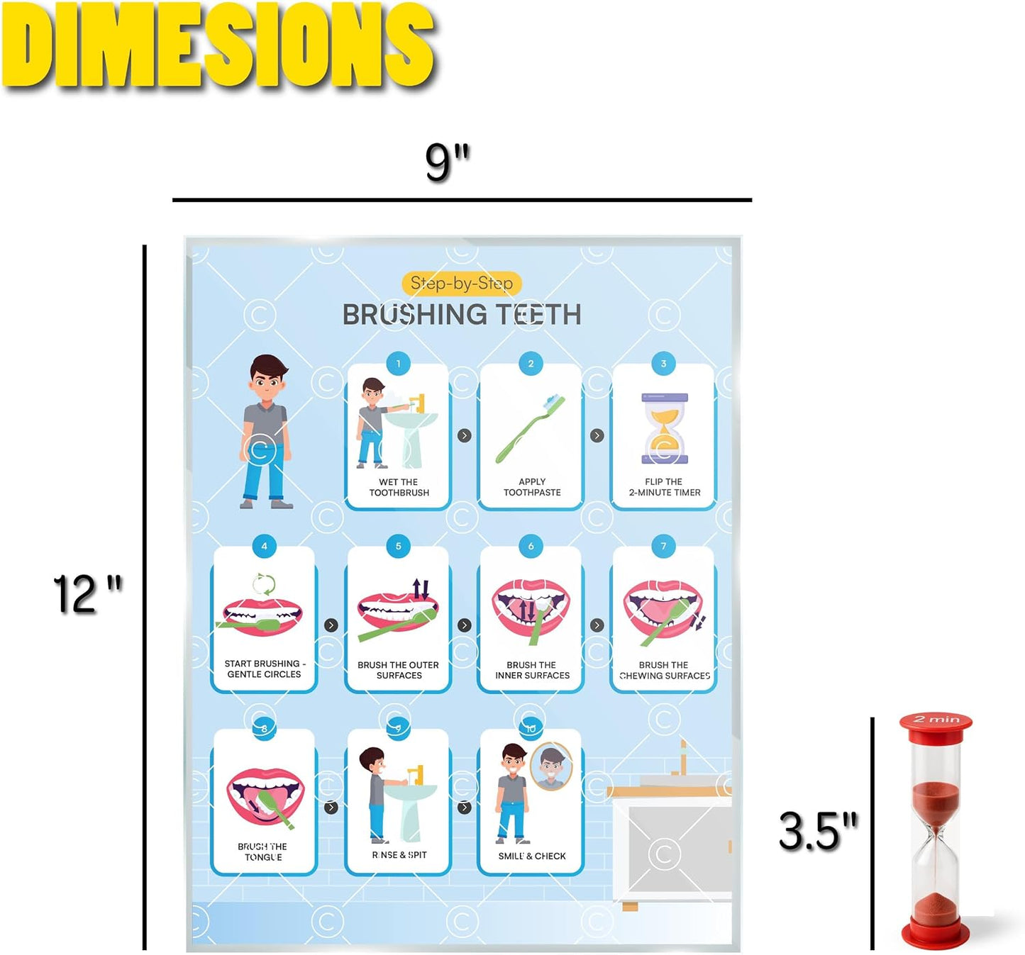 Morning Routine Chart for Kids – Step-by-Step Visual Schedule (9x12 Laminated) | Self-Care Educational Chart for Children, Special Needs & Autism – Morning Routine Support – English