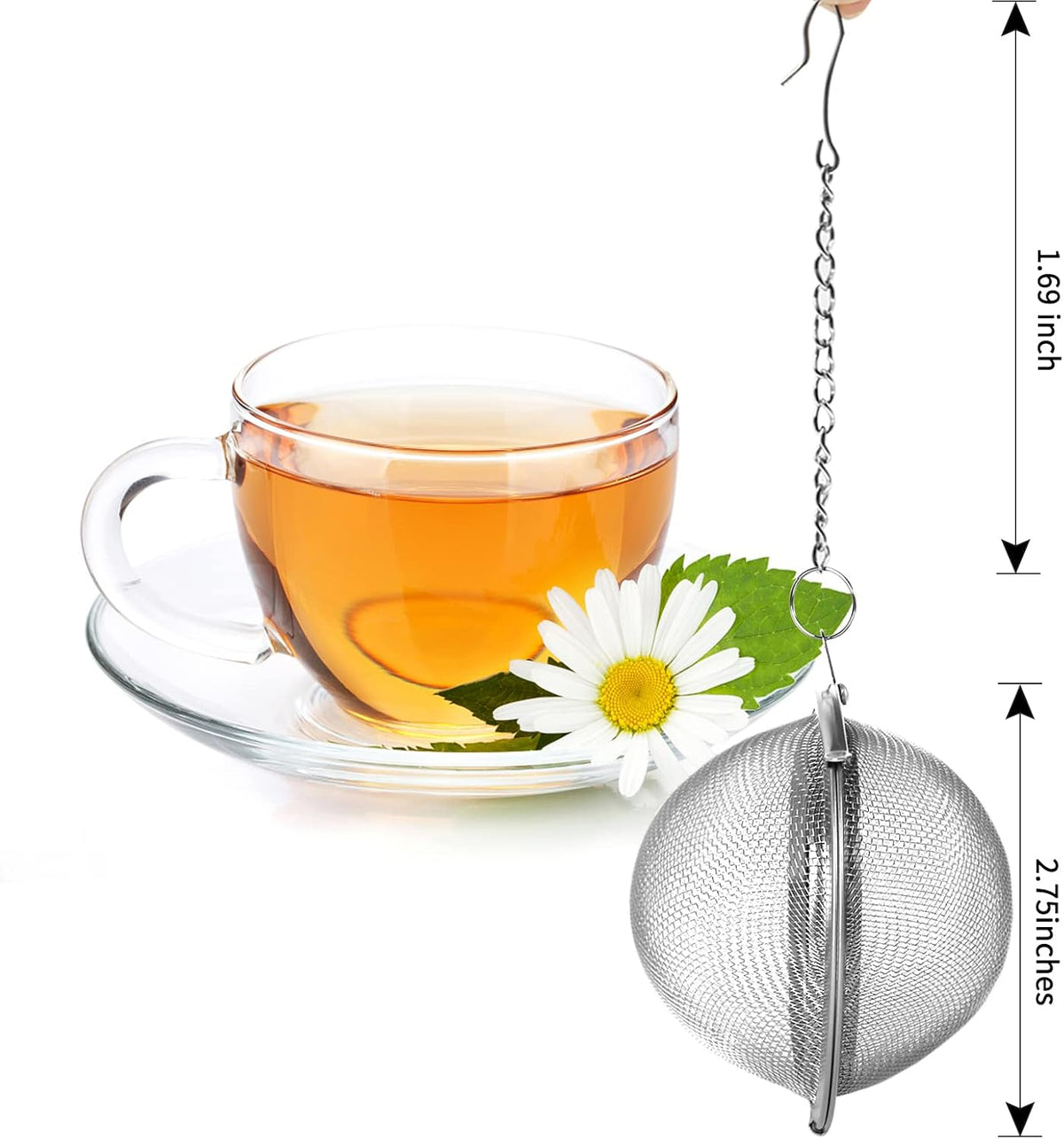 Fu Store 2pcs Stainless Steel Mesh Tea Ball 2.1 Inch Tea Strainers