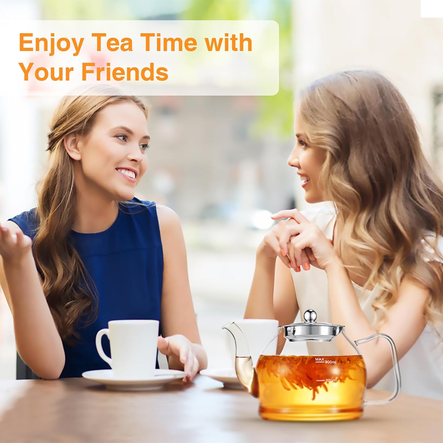 Glass Teapot, 40oz/1200ml Tea Pot with Removable Infuser for Loose Tea | Stovetop Safe Borosilicate Glass Tea Kettle with Strainer and Lid, Hand Crafted Clear Teapot with Scale Line,Tea Brewer Guide
