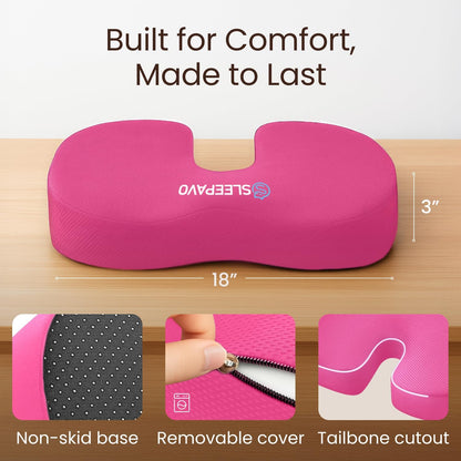 Sleepavo Office Chair Cushion, Seat Cushion for Tailbone Pain Relief Butt