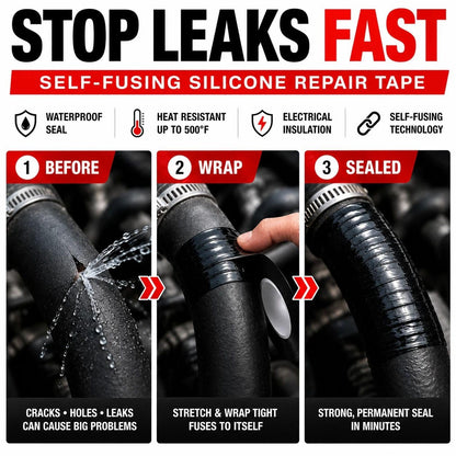 Self-Fusing Silicone Sealing Tape, Waterproof Repair Tape for Hose, Pipe, Electrical Cable, High Strength Leak Fix Wrap, Weatherproof Emergency Insulation Tape (1" x 5' x 20mil)