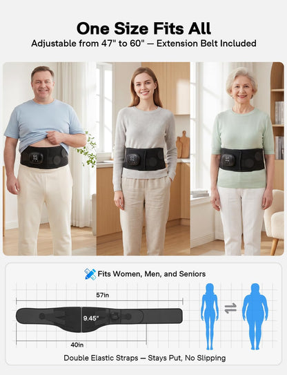 Cordless Heating Pad for Back, Graphene 5 Massage Mode Warmth Rechargeable Heated Waist Belt for Back Pain Relief, 3 Heat Level 30-Min Auto-Off 35dB No Noise, Gifts for Women Men Senior