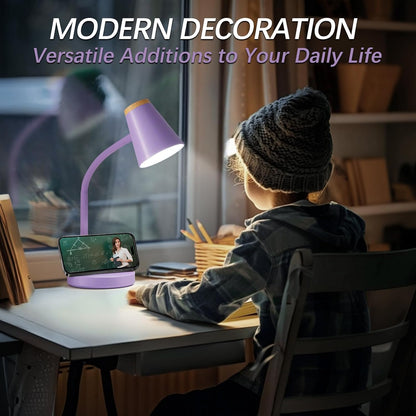 EJIAXIN Clip on Desk Lamp for Home Office - Small LED Touch Dimmable Reading Light for College Dorm Room - Adjustable Flexible Gooseneck Clamp Light Table Lamp for Bedside Bedroom Bed Headboard White