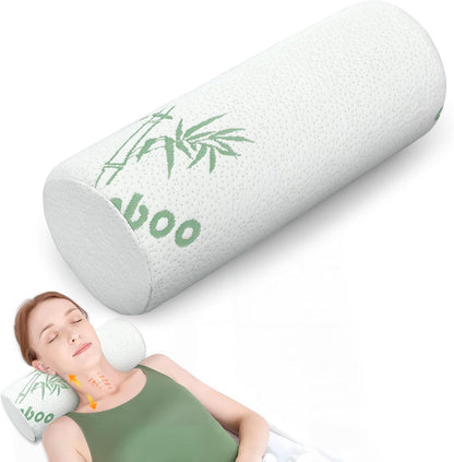 2 Pcs Memory Foam Roll Pillow Neck Bolster Cylinder Pillow, 18 x 4 Inch