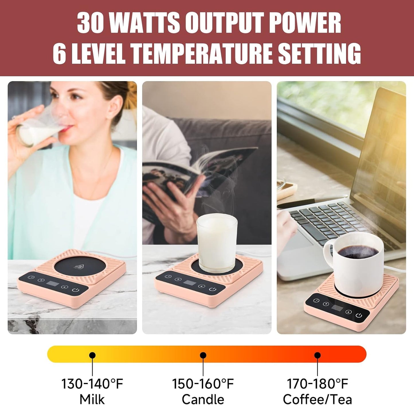 Mug Warmer - Electric Coffee Mug Warmer with Timer,Coffee Cup Warmer for Desk Auto Shut Off,Smart 6-Temperature Control, Coffee Accessories for Coffee Lovers, White | Coffee Cup Warmer for Desk Auto Shut Off,Smart 6-Temperature Control, Coffee
