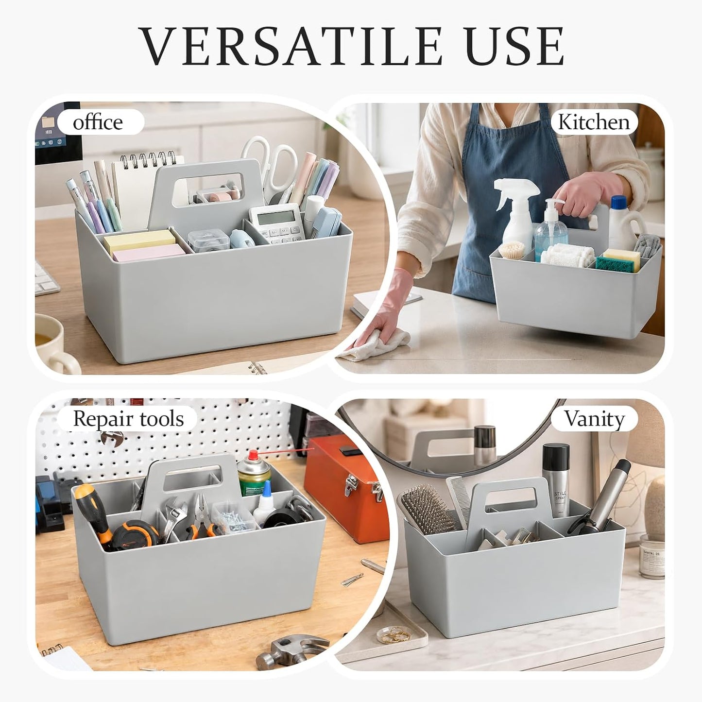 Anyoifax Portable Shower Caddy with Removable Compartment, Large Gray | Plastic Shower Basket Bathroom Caddy Organizer with Handle, College Dorm Storage, Baby Bath Essential, Cleaning Supply Caddy
