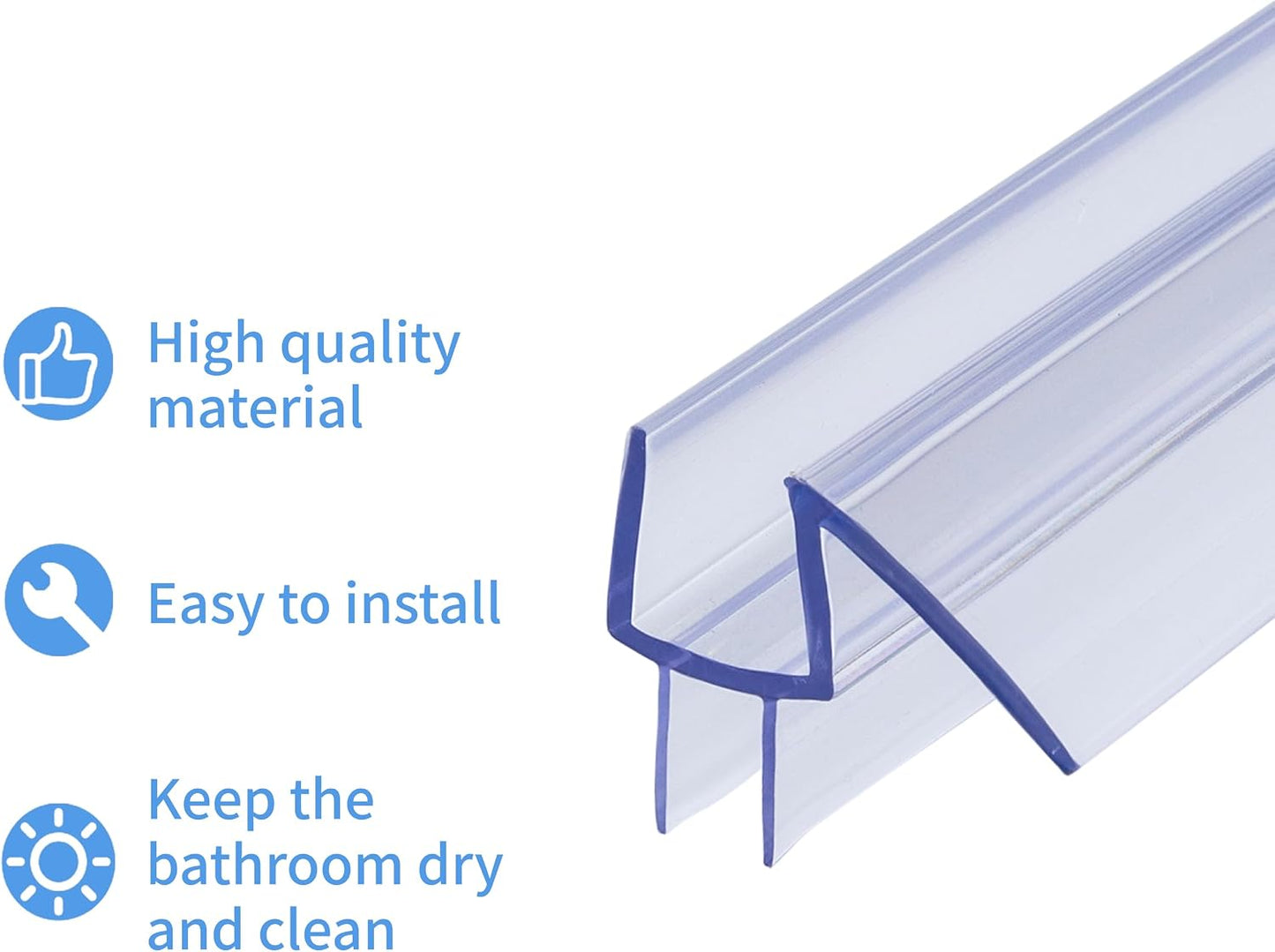2-Pack ShowerDoor Bottom Seal 3/8" x 36" Polycarbonate Frameless Ultra Clear Shower Door Seal Strip for Glass Doors Stop Leaks and Create a Water Barrier Replacement Shower Cubicle