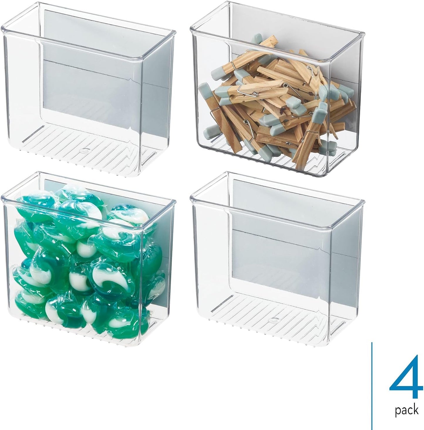 iDesign Magnetic Small Clear Plastic Organizer Bins | Laundry Room Storage