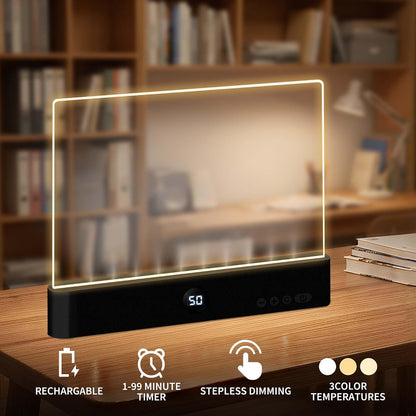 LED Reading Book Page Light - USB Rechargeable Flat Books Night Lamp - Smart Clear Read Booklight Panel - Dimmable Plate with 3 Colors & Timer - Portable Eye Care Reading Light for Bed Time (White)