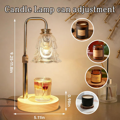 Droyek Candle Warmer Lamp with Timer Electric Candle Warmer Lamp Adjustable Height Dimmable Wax Warmer Lamp Jar Candles with 2 Bulbs for Home Decor & Office