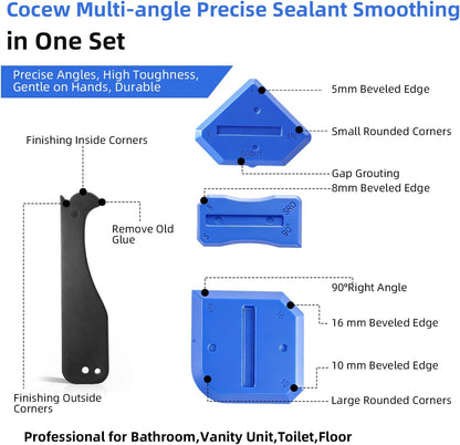 Caulk Gun Kit, Smooth Silicone Caulking Gun and Caulk Remover Tool, Sealant Finishing Tool Grout Scraper for Kitchen Bathroom Window Sink Joint, All in One with Gift Box