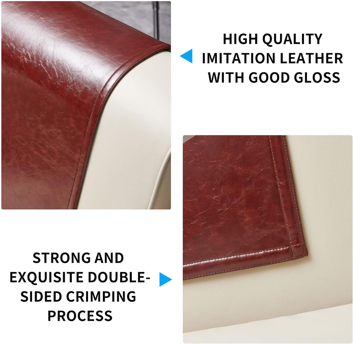 Non Slip Recliner Headrest Protector Washable Faux Leather Headrest Covers for Recliner Chair Waterproof Couch Head Rest Covers for Sofa,Furniture,Office Chair,Theater Seat