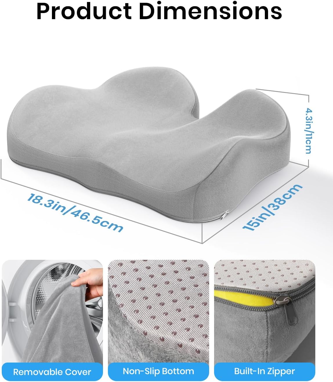 Benazcap Seat Cushion - Memory Foam Car Seat Pad - Sciatica & Lower Back Pain Relief - Car Seat Cushions for Driving - Road Trip Essentials for Drivers, Green