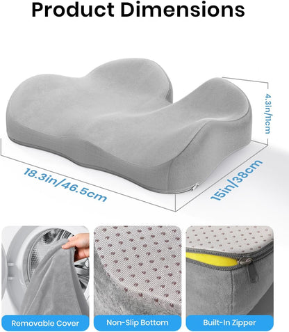 Benazcap Seat Cushion - Memory Foam Car Seat Pad - Sciatica & Lower Back Pain Relief - Car Seat Cushions for Driving - Road Trip Essentials for Drivers, Green