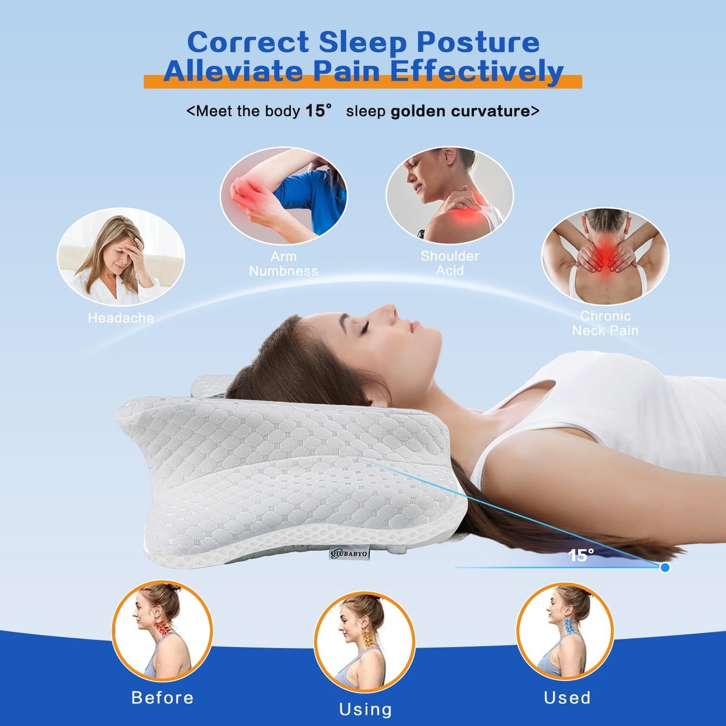 Pain Relief Cervical Pillow for Neck Support, Adjustable Ergonomic Pillow | Cozy Sleeping, Odorless Orthopedic Memory Foam Pillow, Contour Bed Pillow for Side Back Stomach Sleeper